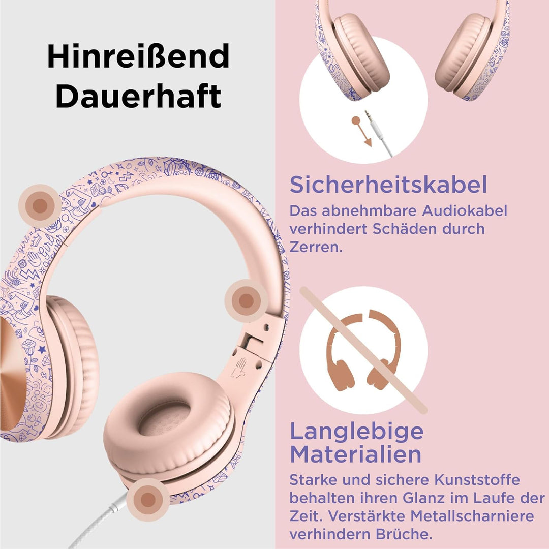 LilGadgets Connect+ Pro-Kopfhörer für Mädchen – für den Komfort von Kindern entwickelt, faltbares Ov