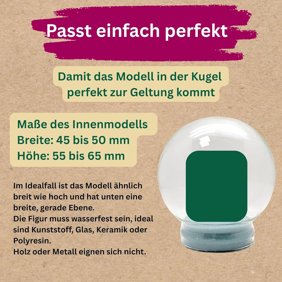Bastel Schneekugel Ersatzglas m. 1 x Schnee | DIY Bastelglas | Schneekugel reparieren | 100mm Durchm