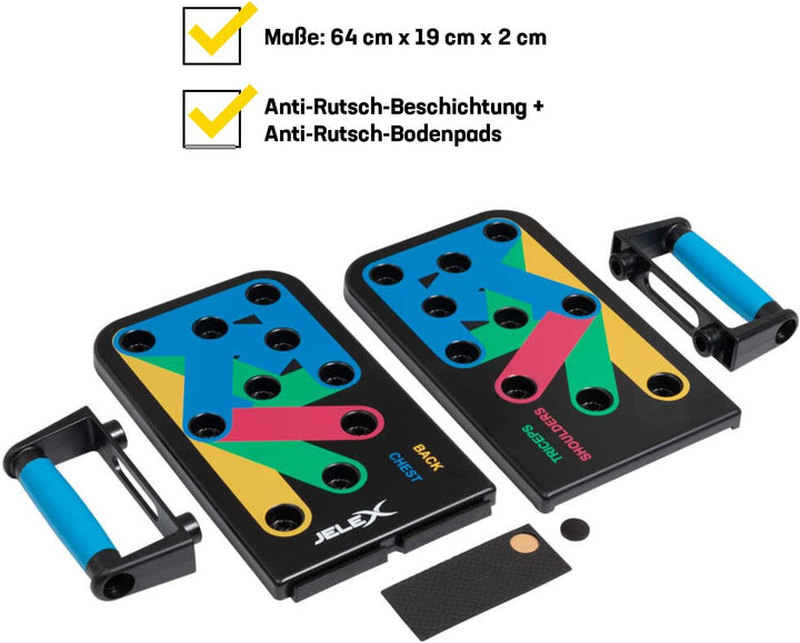 JELEX Tornado Chest Push Up Board Liegestützbrett multifunktional Fitness-Board 64 cm 19 cm inklusiv