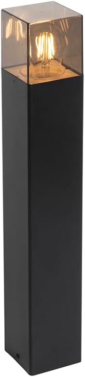 Qazqa - Modern Stehende Aussenlampe schwarz 50 cm IP44 mit Rauchglaseffekt - Dänemark I Aussenbeleuc
