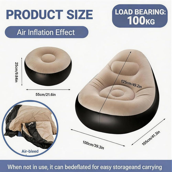 Aufblasbares Sofa mit Fusshocker, Aufblasbarer Sitzsack, Aufblasbares Stuhl Sofa, Luftsofa Aufblasba