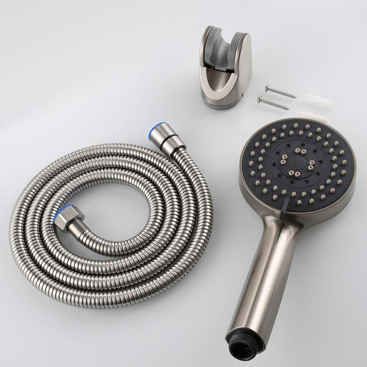 Tecmolog Gebürstetes Nickel Duschkopf Handbrause mit 5 Strahlarten Plastik Wassersparend Duschbrause