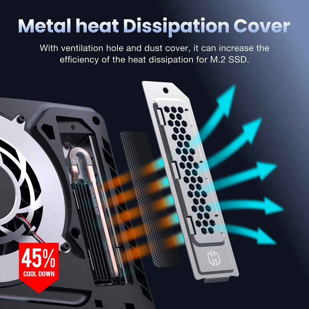 GRAUGEAR HeatPipe-Kühlkörper für M.2 NVMe SSD (2280), PS5 Pro, PS5 Slim, für Playstation Speichererw