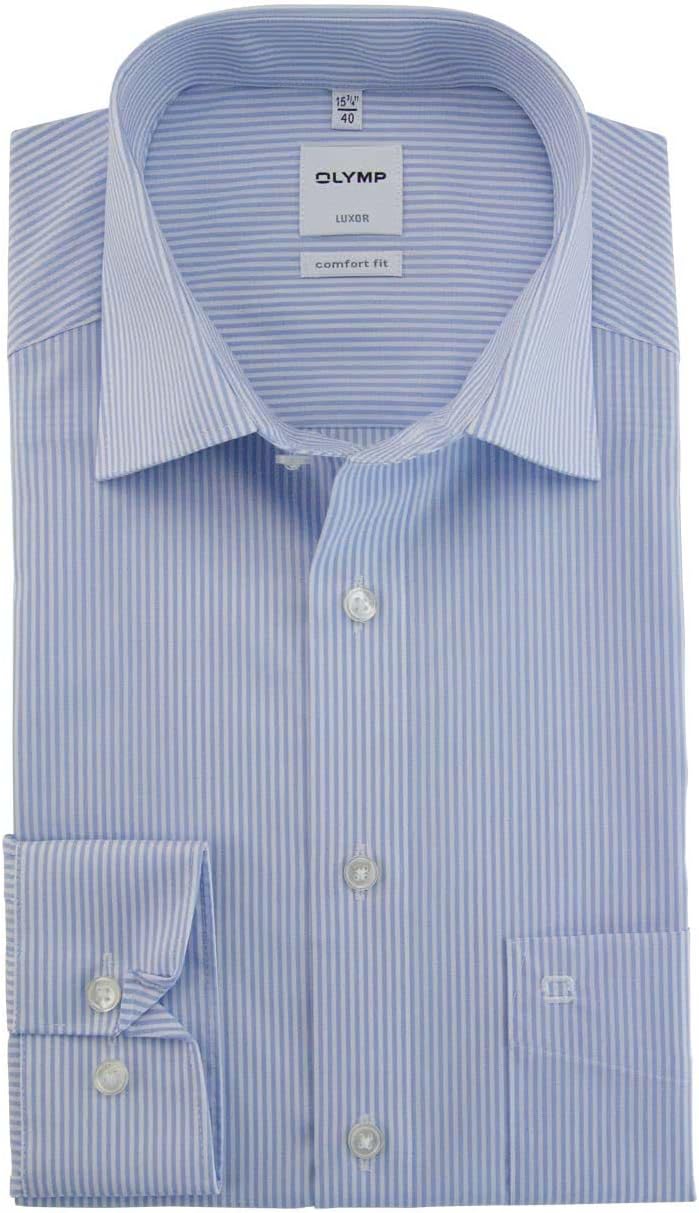 OLYMP Luxor Comfort fit Hemd Langarm New Kent Kragen Streifen hellblau 43 Hellblau, 43 Hellblau