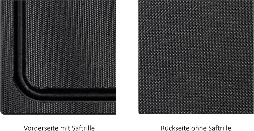 stabiles Schneidebrett Kunststoff | Schwarz, 60x40x2 cm | Spülmaschinenfest, EXTRA dick, messerschon