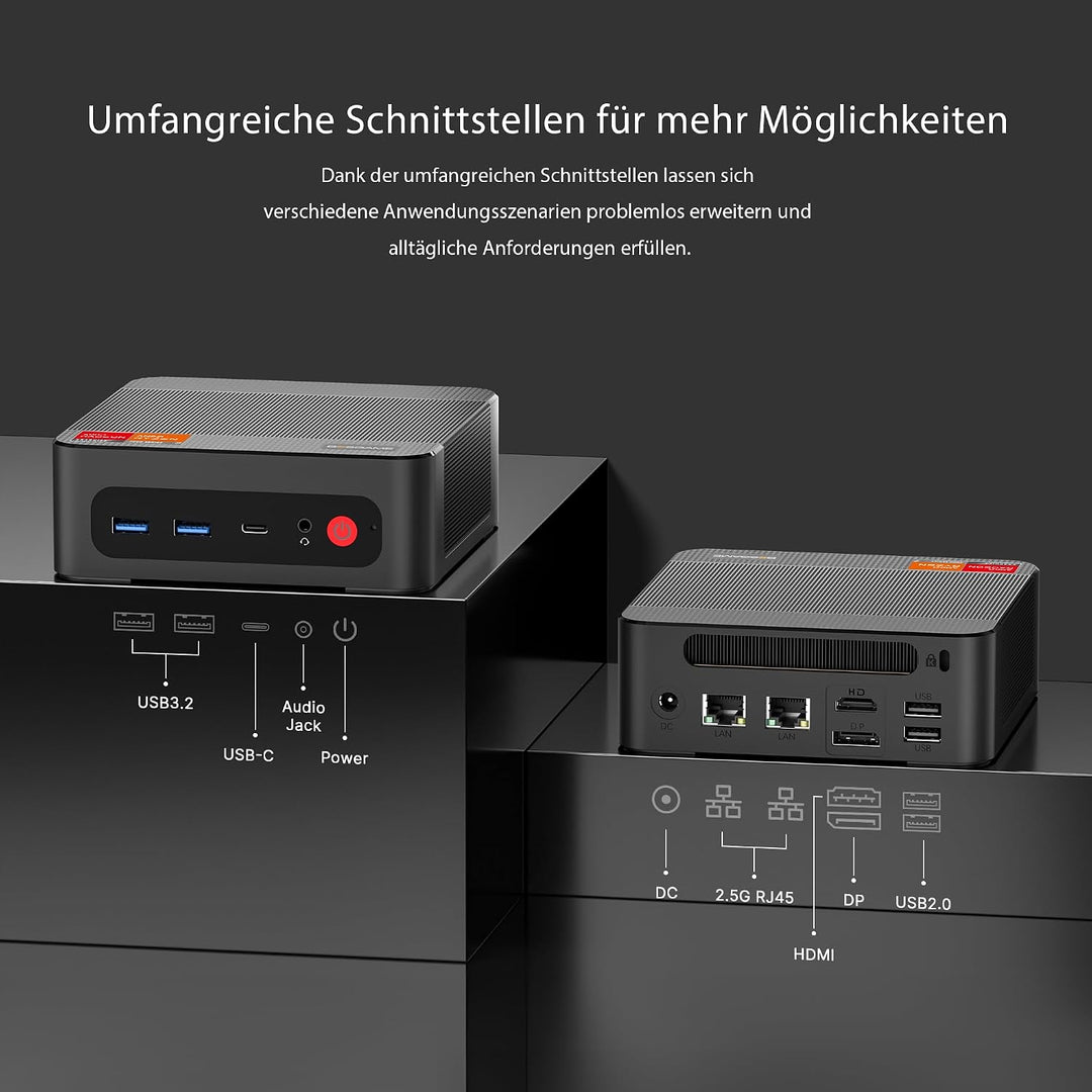 BOSGAME P4 Ultra Windows 11 Pro Business Mini-PC AMD Ryzen 7 7730U, 8 Kerne, 16 Threads, bis zu 4,5