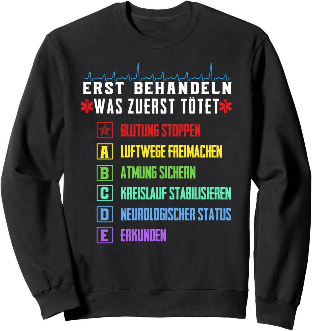 ABCDE Schema Rettungsdienst 112 Notfall Rettungssanitäter Sweatshirt