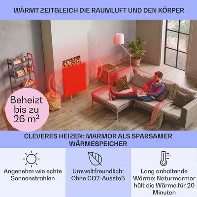 Klarstein Infrarotheizung, Elektroheizung Tragbar, Heizstrahler Innenraum, Elektrische Heizung Energ