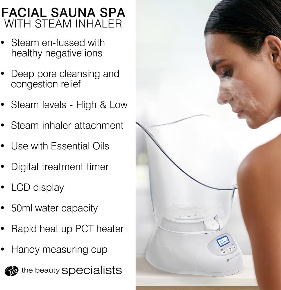 Rio Beauty Gesichtssauna Spa mit Dampf-Inhalator FSTE2 Weiss