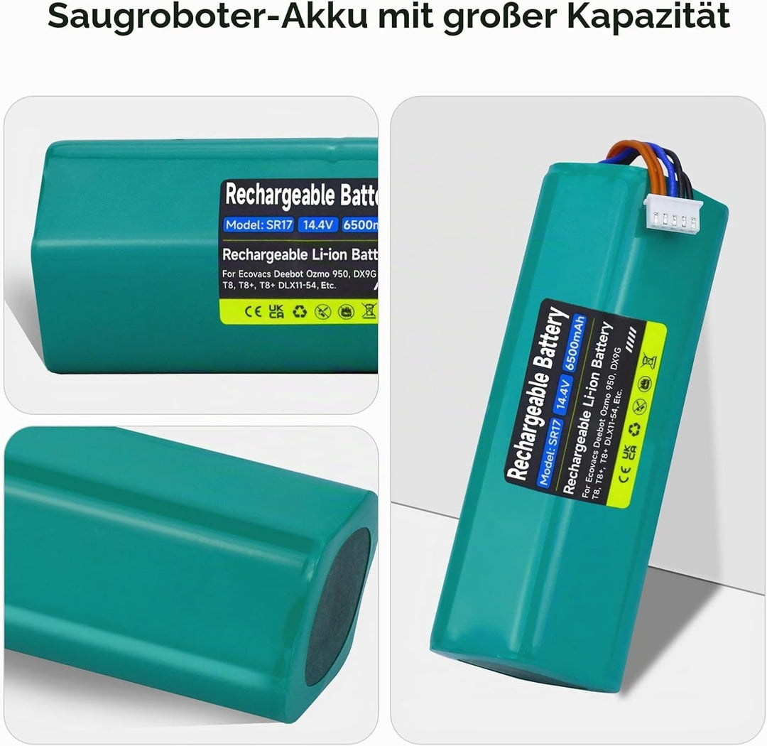 6500mAh 14.4V Ersatz Akku für Deebot N10 N20 N30 Pro/Max/Plus, für Ecovacs T30 Omni, für Ecovacs Dee