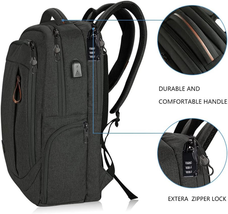 KROSER Laptop Rucksack 17,3 Zoll Reiserucksack Handgepäck Tagesrucksack Wasserabweisende Multifunkti