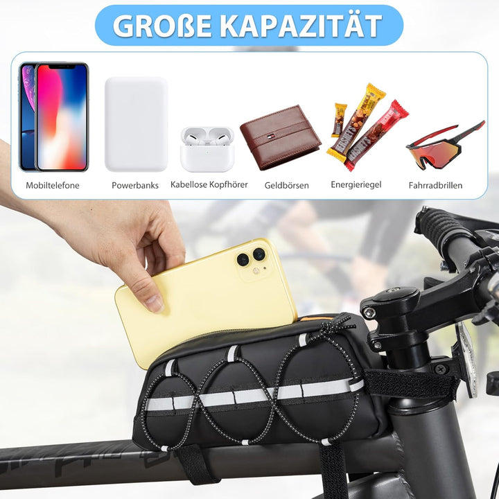 Vordere Packtasche,Rahmentasche,2 in 1 Wasserfest & Reflektierend Geeignet Geeignet für Fahrräder un