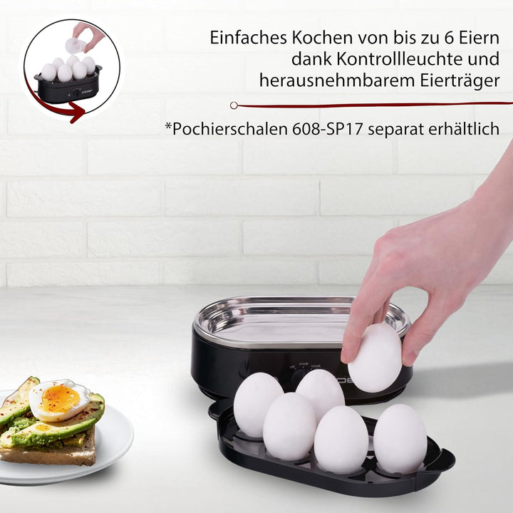 Cloer 6080 Eierkocher mit akustischer Fertigmeldung, 350 W,