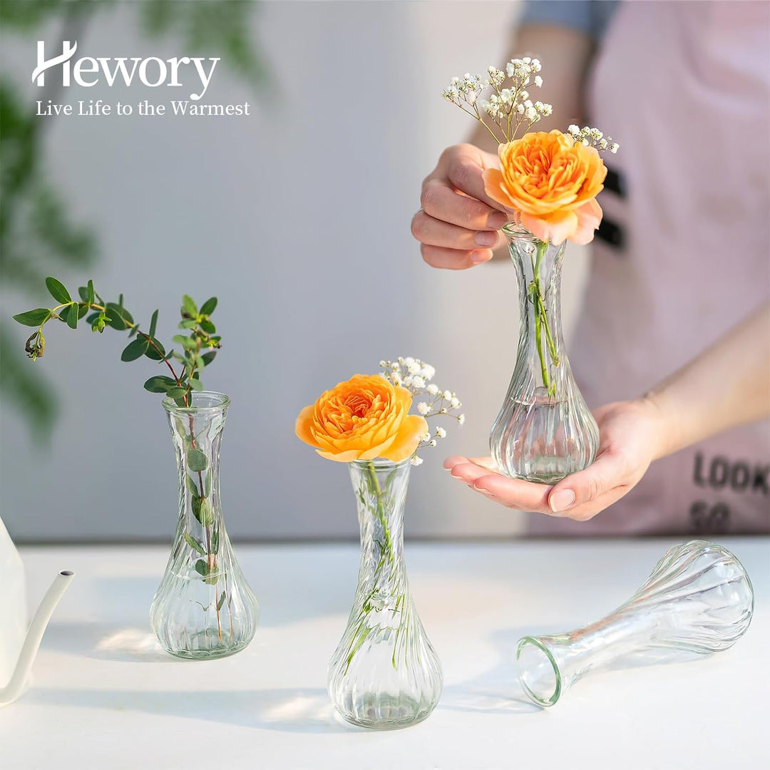 12 x Kleine Vasen für Tischdeko, Hewory Vase Glas Blumenvase Vintage Deko Glasvase Mini Vasen Set Va