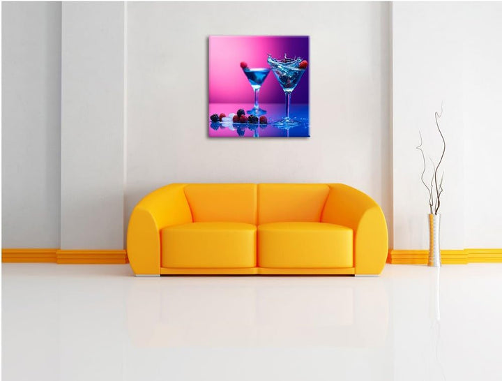 Pixxprint Coole Cocktails, Format: 70x70 auf Leinwand, XXL riesige Bilder fertig gerahmt mit Keilrah