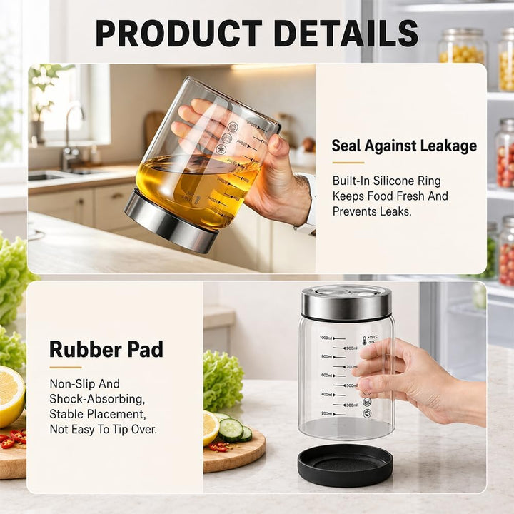Fermentierglas 1L, 2 Stück Fermentiergläser mit Ventil, Kimchi Behälter mit Deckel, Fermentationsgla