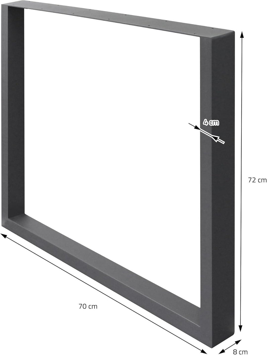 ECD Germany 2er Set Tischbeine aus Vierkantprofilen 70x72 cm Dunkelgrau, pulverbeschichtete Stahl, I