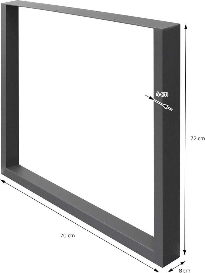 ECD Germany 2er Set Tischbeine aus Vierkantprofilen 70x72 cm Anthrazit, pulverbeschichtete Stahl, In