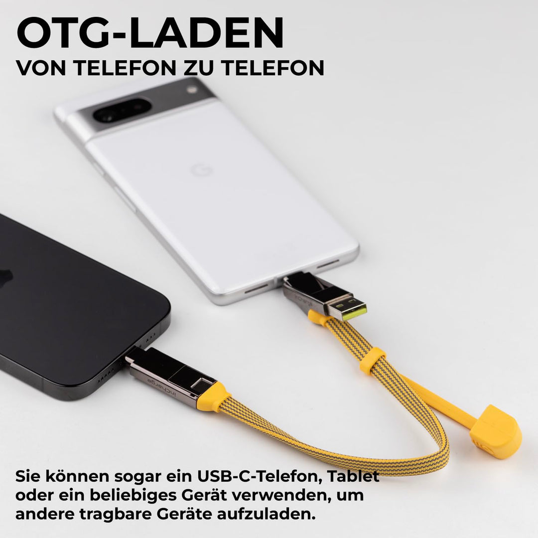 inCharge Rolling Square XL 30 cm - USB-C-Kabel, Universal-Smartphone-Kabel, Geschenk für Männer, 6-i