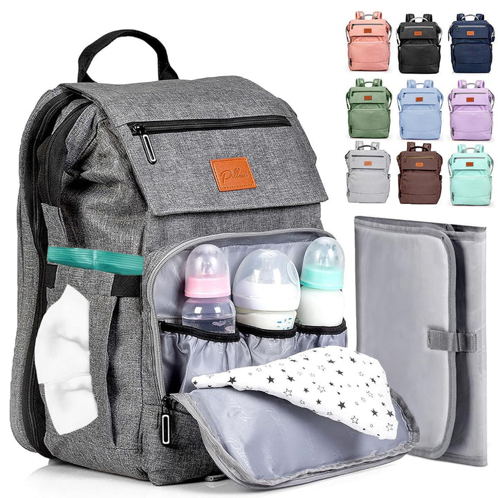 PILLANI Baby-Wickeltaschen-Rucksack – grosse Tasche für Jungen und Mädchen – Wickelrucksack – Reise-