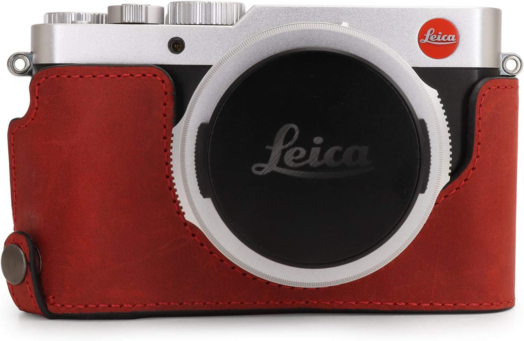 MegaGear MG1699 Ever Ready Kameratasche aus echtem Leder, kompatibel mit Leica D-Lux 7, Rot, Rot