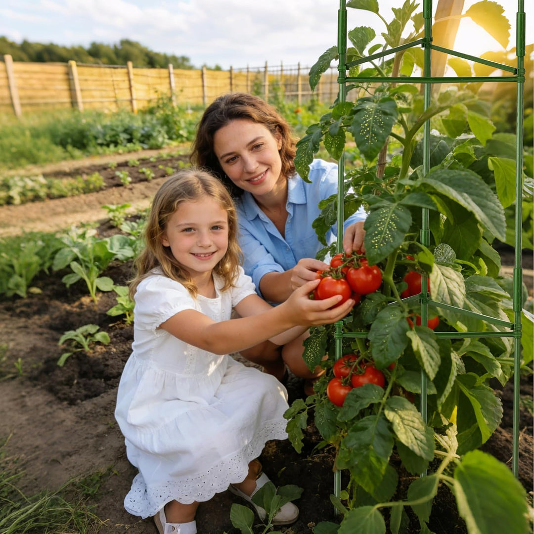 Tomaten Rankhilfe 6er-Set: 130 cm Metall Rankgitter Tomaten – Einstellbare DIY Pflanzenstütze für To