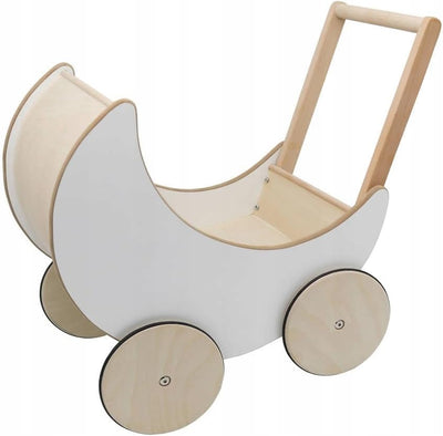 COIL Puppenwagen Lauflernwagen, Lauflernhilfe, aus Holz, Gummiräder, Kinderspielzeug