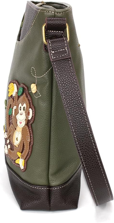 CHALA Damen Sweet Messenger Bag Affe mit Bananen, Olivgrün, Affe mit Bananen, Olivgrün