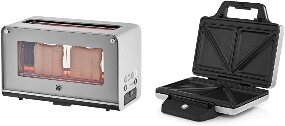 WMF Lono Toaster Glas mit Brötchenaufsatz, 2 Scheiben, XXL & Lono Sandwich Maker, Sandwichtoaster, f