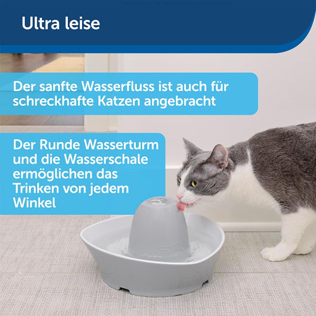 PetSafe Keramik-Trinkbrunnen Streamside, Für Katzen und kleine Hunde geeignet, Leiser Betrieb, 1,8 L