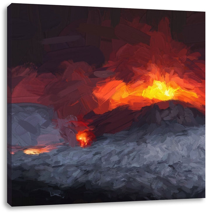 Pixxprint Gewaltiger Ausbruch eines Vulkans als Leinwandbild/Grösse: 70x70 cm/Wandbild/Kunstdruck/fe
