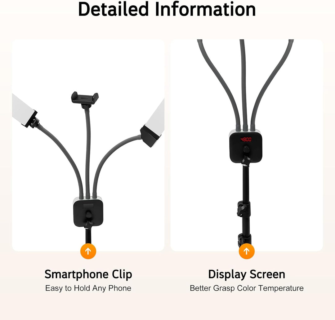 Kosmetiklampe, 3000–6500K Dimmbares LED-Doppelarmleuchte mit Stativ und Tragtasche, 220V 40W Videoli