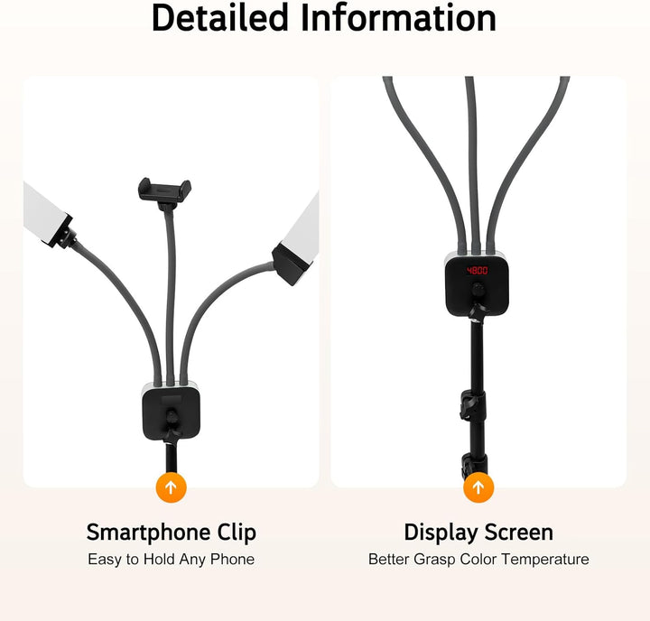 Kosmetiklampe, 3000–6500K Dimmbares LED-Doppelarmleuchte mit Stativ und Tragtasche, 220V 40W Videoli