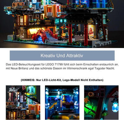 Fernbedienung Dekorationsbeleuchtungsset für Lego Ninjago City Markets 71799 Baukasten (Nicht Lego),