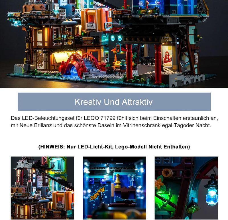 Fernbedienung Dekorationsbeleuchtungsset für Lego Ninjago City Markets 71799 Baukasten (Nicht Lego),