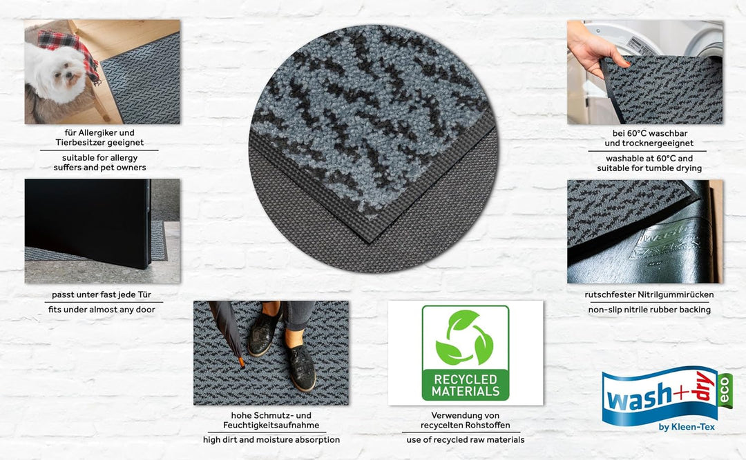 wash+dry Fussmatte, Duo Denim 50x75 cm, innen und aussen, waschbar 50x75cm, 50x75cm