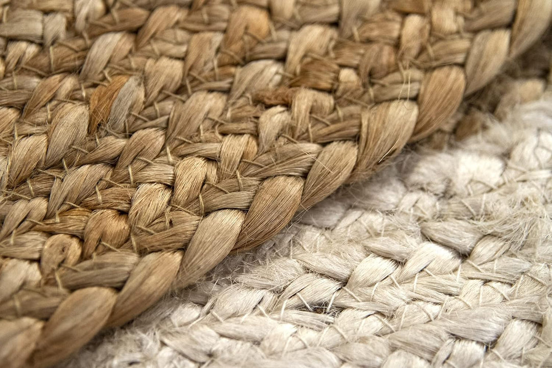 HAMID Jute Teppich Rund, Alhambra Teppich Handgewebt 100% Naturfaser de Jute, Wohnzimmer, Schlafzimm