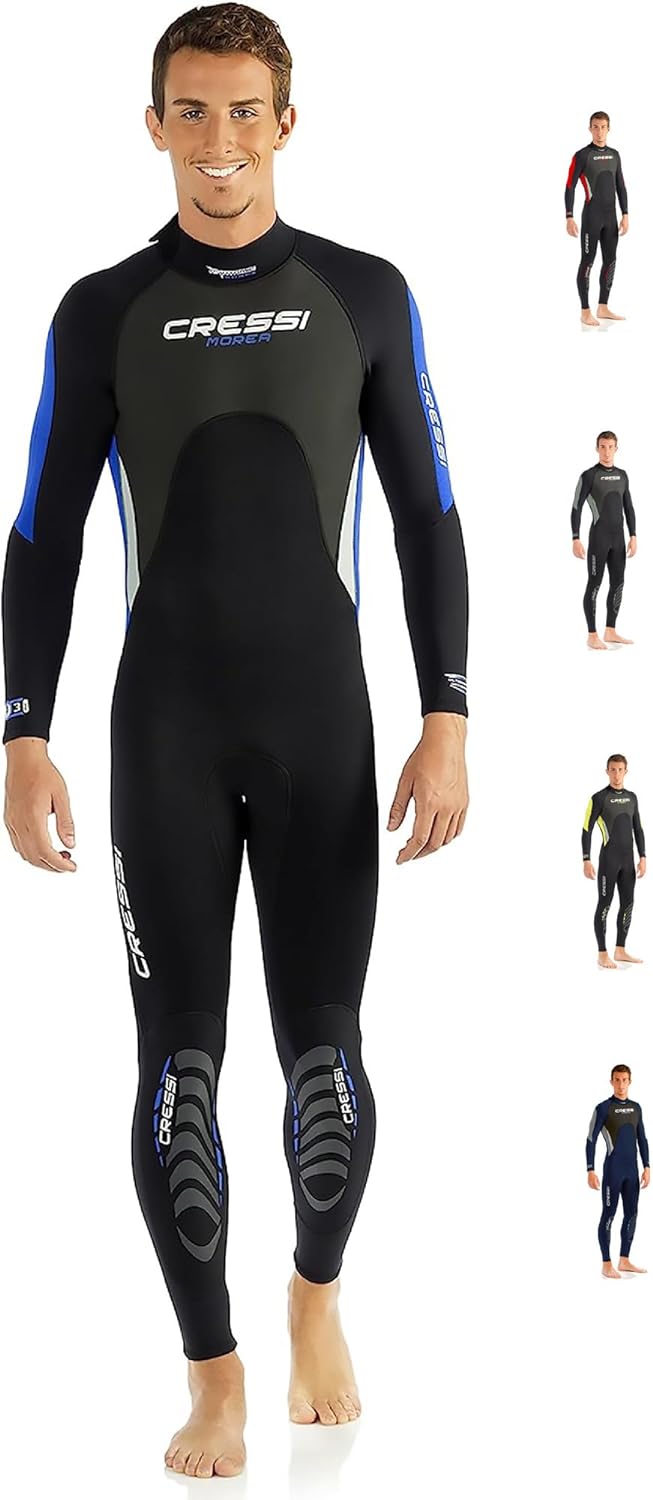 Cressi Morea Herren - Neoprenanzug 3mm für alle Wassersportarten M/3 Schwarz/Blau/Silber, M/3 Schwar