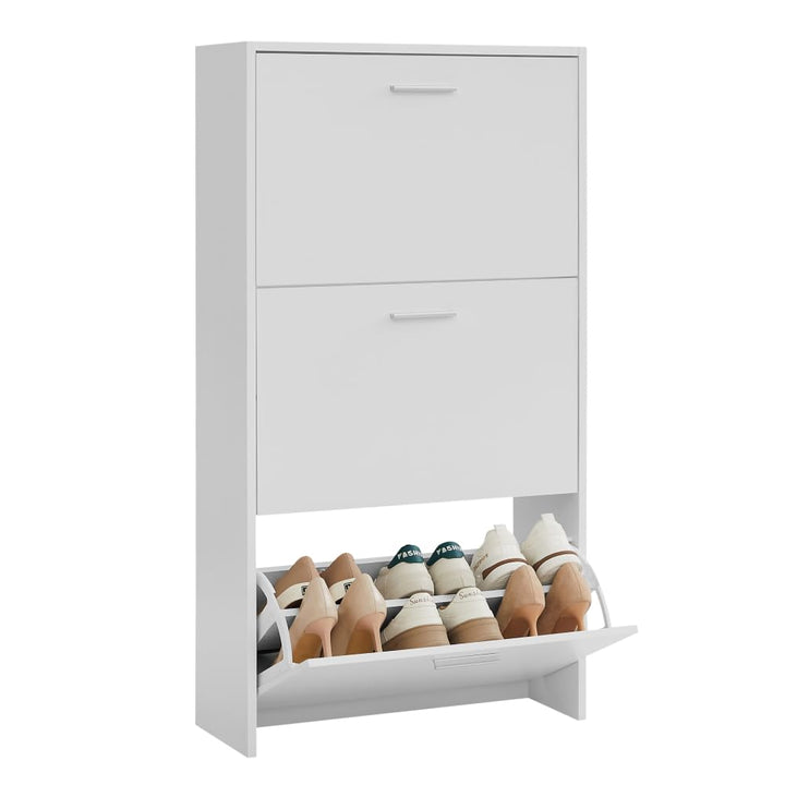CASABEL Schuhschrank Schmal für 18 Paar Schuhe, Modernes Schuhregal Holz mit 3 Klappen, Platzsparend