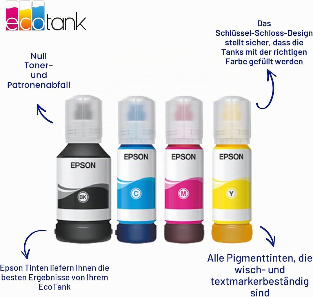 Epson EcoTank 113 Original Tintenflasche, Schwarz, Pigmenttinte (Packung mit 2) Schwarz 127 ml (Pack