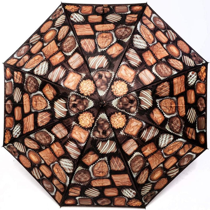 LUCKYWEATHER Regenschirm Stockschirm Damen/Herren Motiv Chocolates Auf-Automatik I Stockregenschirm