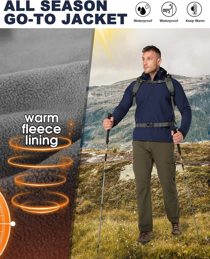 33,000ft Herren Softshell Jacke Outdoor Funktionsjacke Freizeitjacke Wasserdicht Windbreaker Regenja