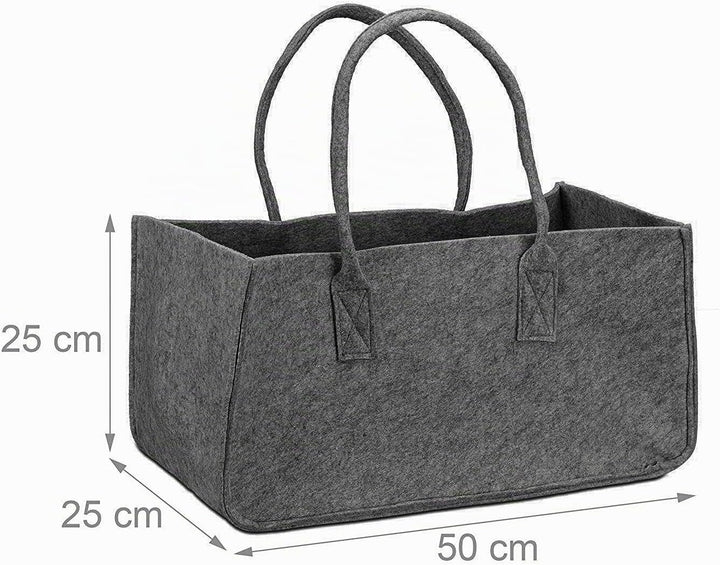 Close Up Filztasche Kaminholz Grau Tragetasche, Felt Bag Melange, aus robustem Polyesterfilz, mit He
