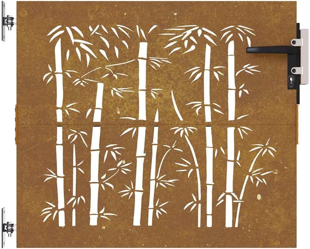 vidaXL Gartentor, Gartentür mit Bambus-Design, Abschliessbar Hoftor Eingangstor für Garten Terrasse,