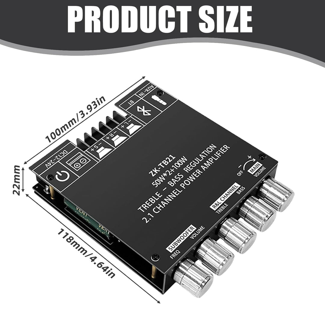 2x50W + 100W Bluetooth Verstärker Modul Hifi Stereo - 2.1 Audio Amplifier Board TPA3116D2, 2.1 Verst