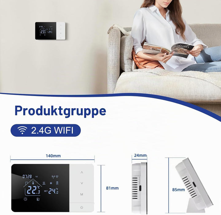 Smart Wireless Thermostat Raumthermostate, für Tuya Batteriethermostat Wifi Heizung/Kühlung Thermost