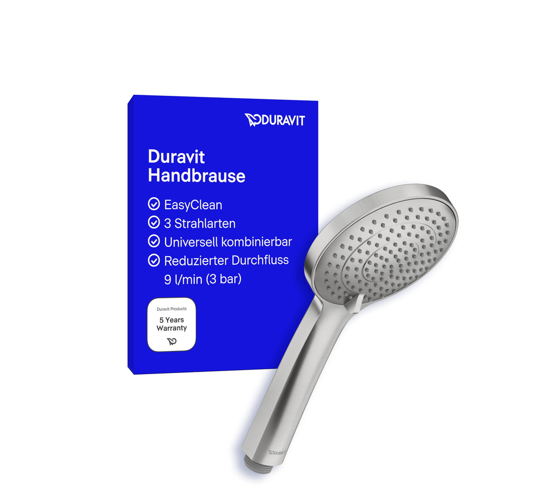 Duravit Universal Duschkopf, Handbrause mit 3 Strahlarten (Rain, IntenseRain, SoftRain), Handbrause