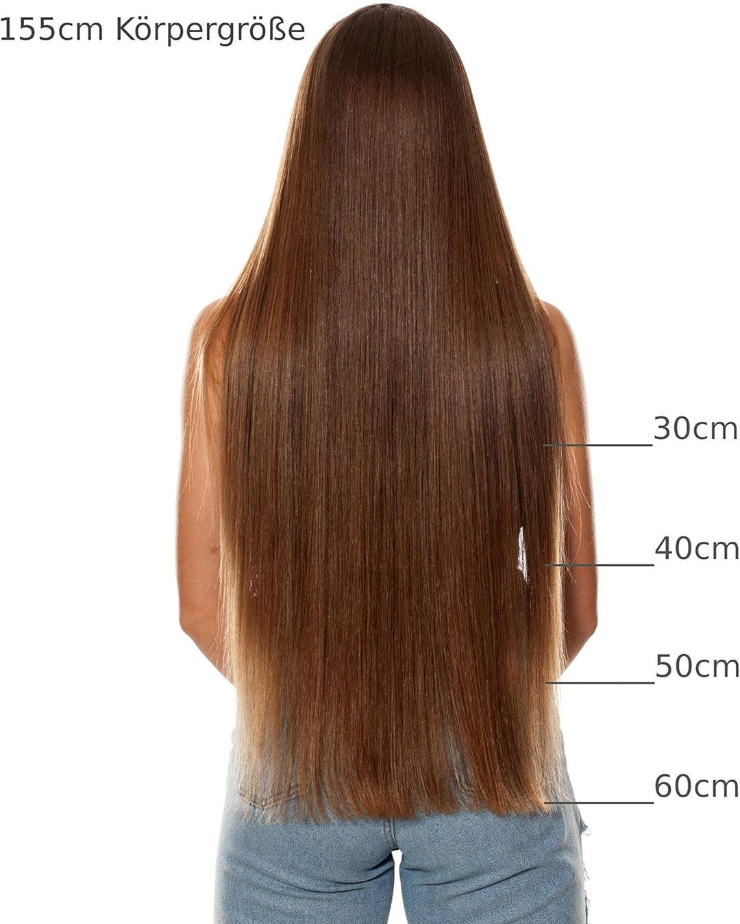 hair2heart Extensions Echthaar Bondings glatt - 50 Strähnen 1g 60cm 8/1 hellblond asch