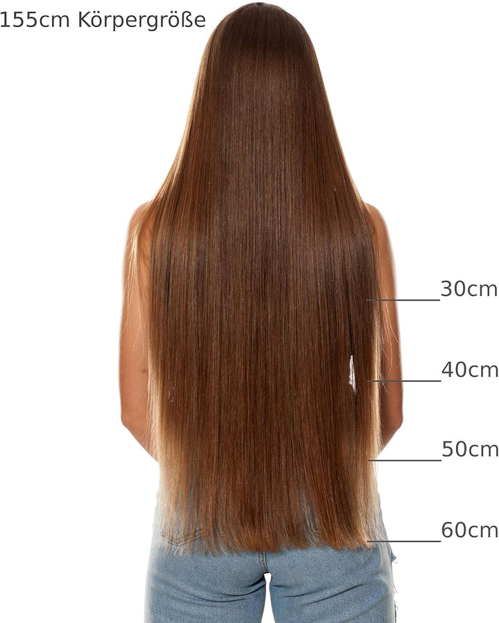 hair2heart Extensions Echthaar Bondings glatt - 50 Strähnen 1g 60cm 8/1 hellblond asch