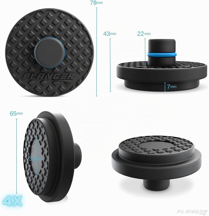 PLANGER® Tesla Wagenheber Beläge - 4X ENRGY PAD flach + 4 VENTILKAPPEN (Model 3 - Model S - Model Y